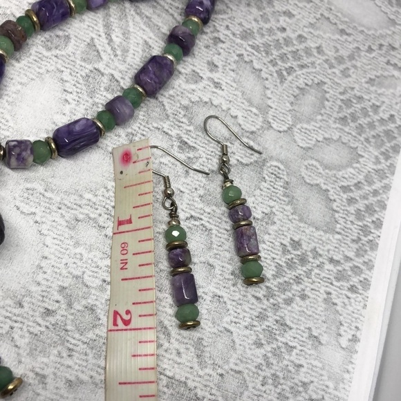 Artisan sterling silver beaded jewelry set necklace and earrings - Picture 7 of 8